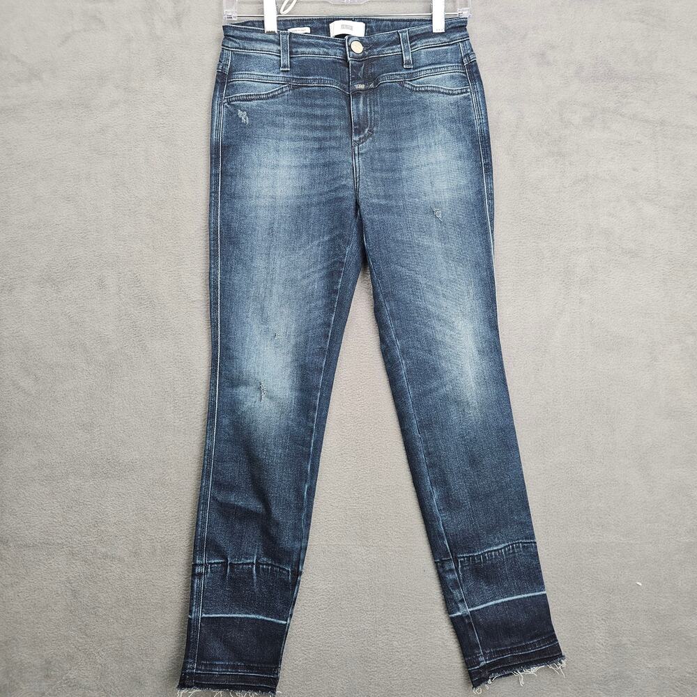 Closed Skinny Pusher Jeans Womens 26 Made in Italy Raw Hem Designer Denim